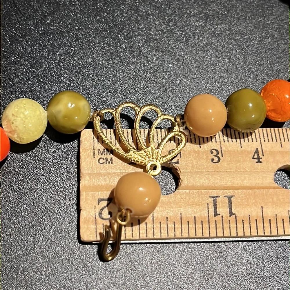 Vintage Double Strand Autumn Colors and Gold Accent Bead Necklace - Picture 15 of 16